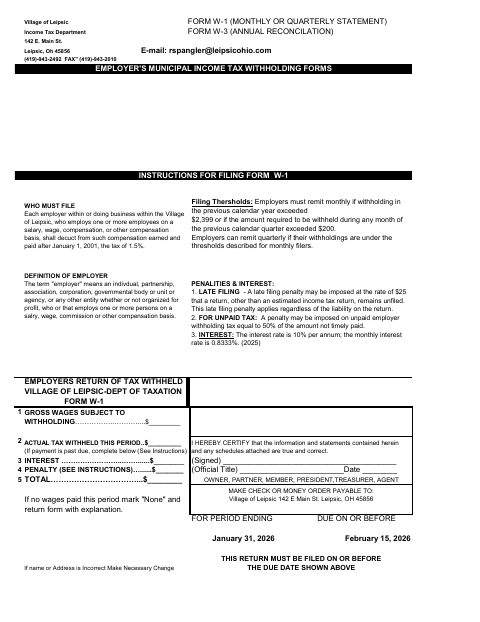 First page of the Employers Return of Tax Withheld
