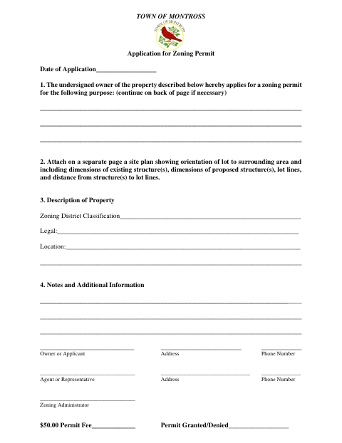 First page of the Application for Zoning Permit