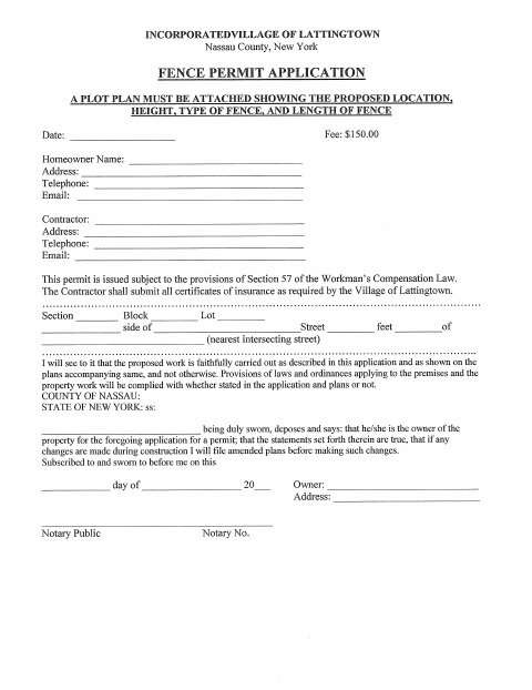 First page of the Fence Permit Application