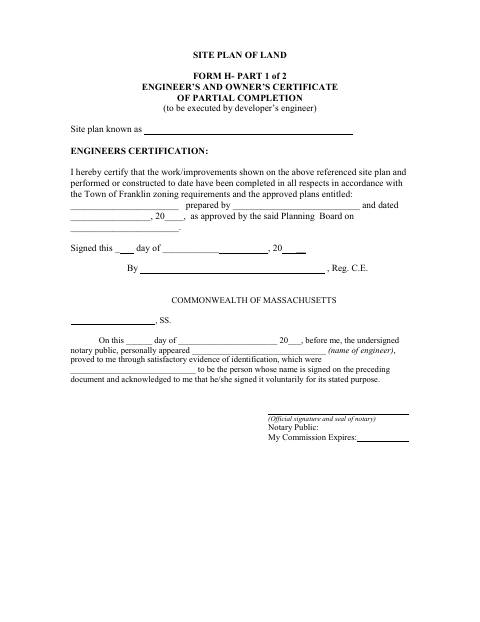First page of the Engineer’s and Owner’s Certificate of Partial Completion