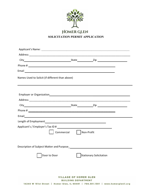 First page of the Solicitation Permit Application
