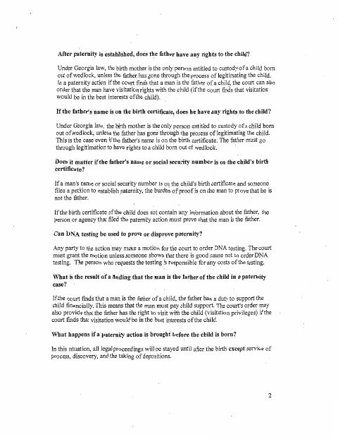 First page of the Petition for Paternity and Child Support