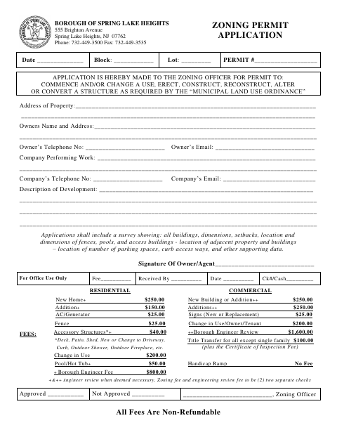 First page of the Zoning Permit Application