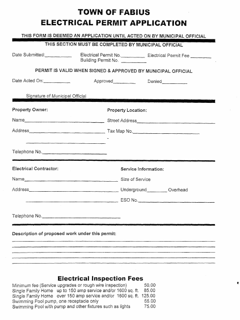 First page of the Electrical Permit Application