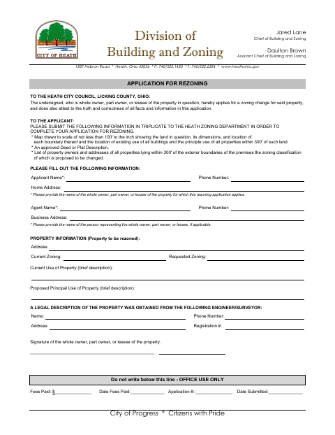First page of the Application for Rezoning