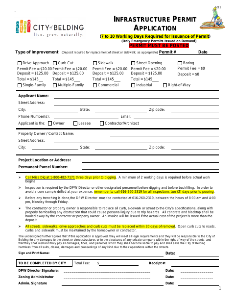 First page of the Infrastructure Permit Application