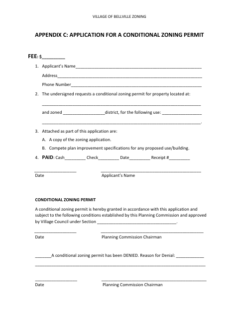 First page of the Application for a Conditional Zoning Permit