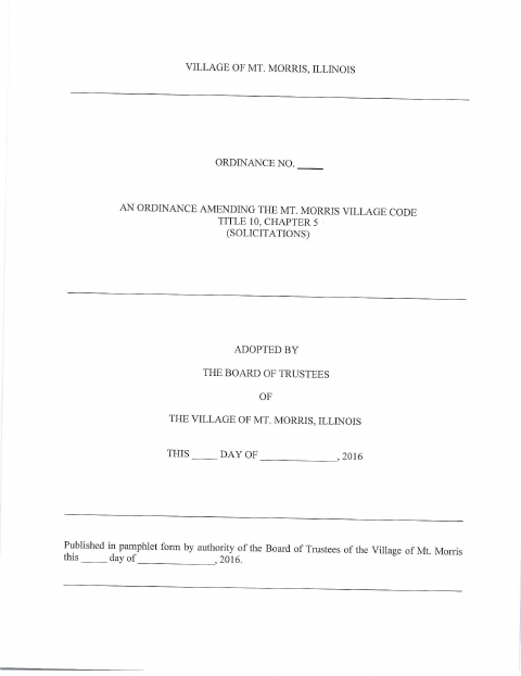 First page of the Door-to-Door Solicitation License Application