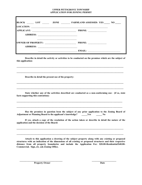 First page of the Zoning Permit Application