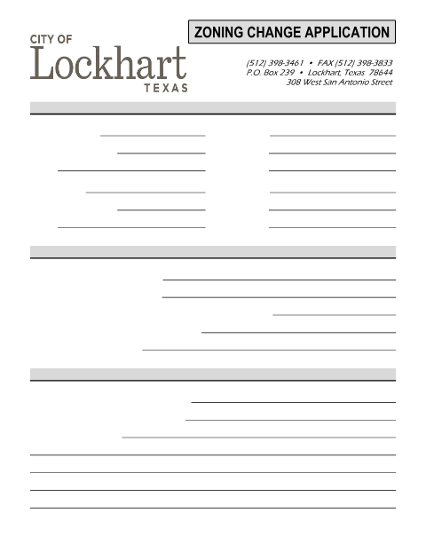 First page of the Zoning Change Application