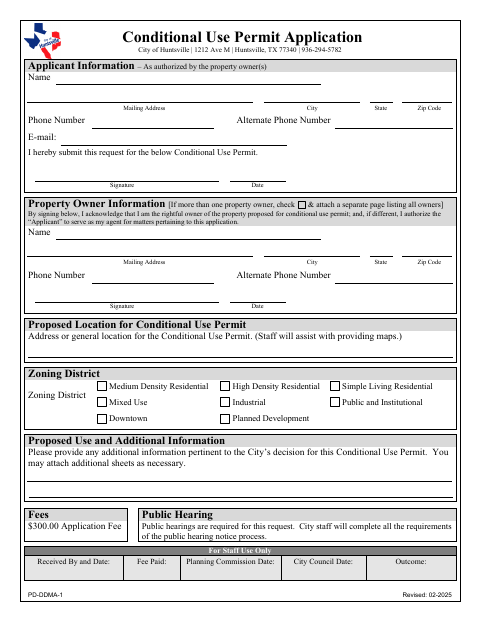 First page of the Conditional Use Permit Application