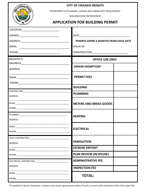 First page of the Application for Building Permit