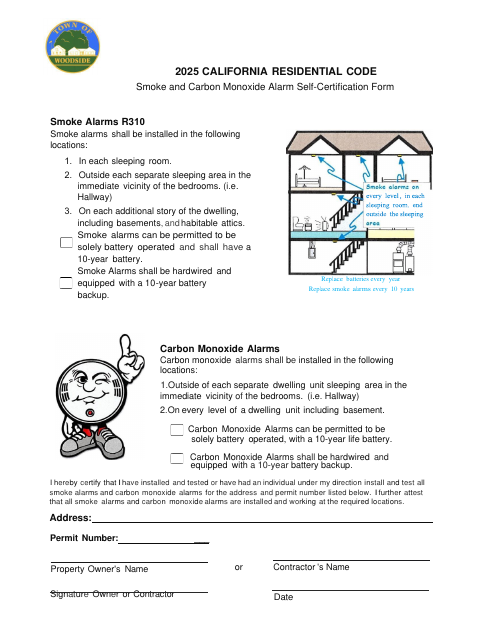 First page of the Smoke and Carbon Monoxide Alarm Self-Certification Form