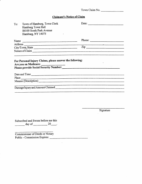 First page of the Claimant’s Notice of Claim