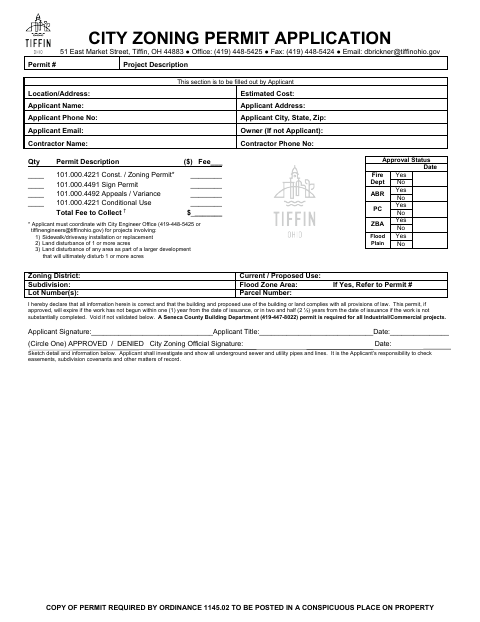 First page of the City Zoning Permit Application