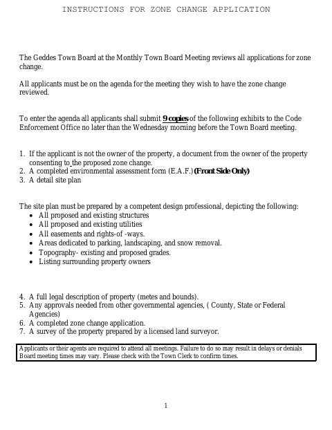 First page of the Zone Change Application