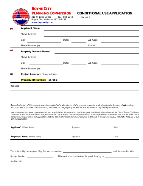 First page of the Conditional Use Permit Application