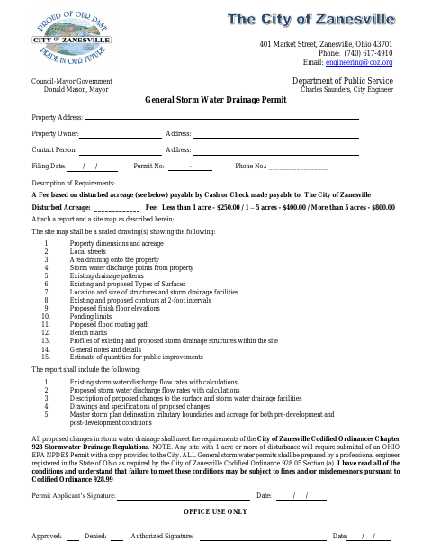 First page of the General Storm Water Drainage Permit