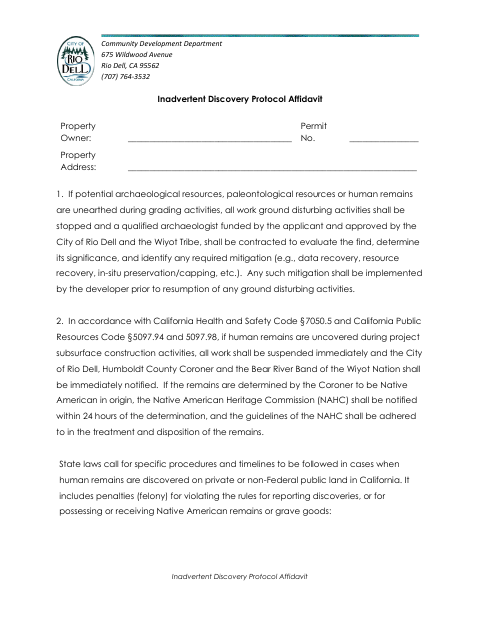 First page of the Inadvertent Discovery Protocol Affidavit