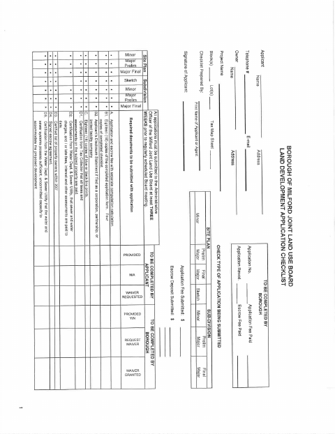 First page of the Site Plan Application