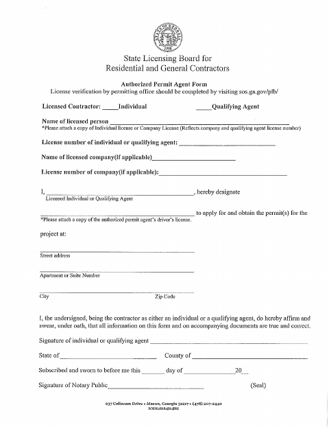 First page of the Authorized Permit Agent Form