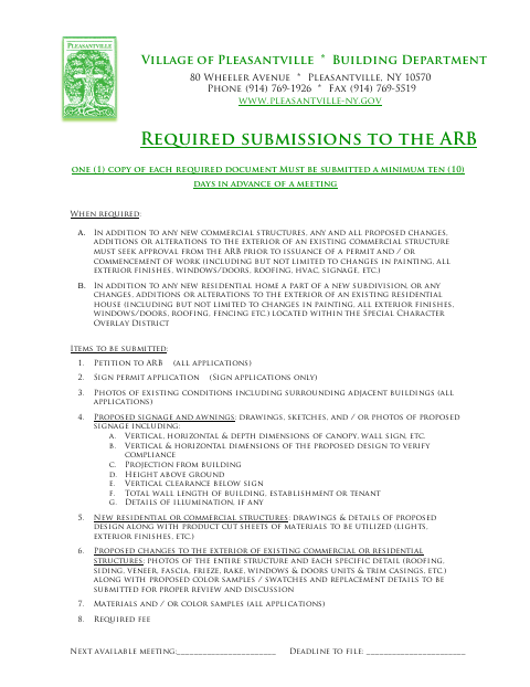 First page of the Petition to Architectural Review Board
