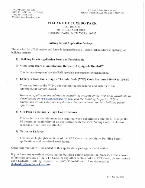 First page of the Building Permit Application