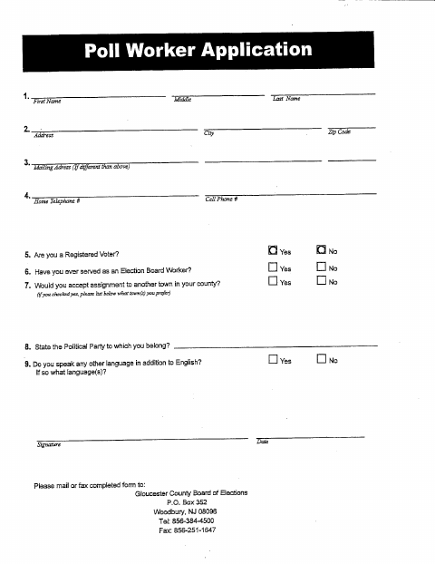 First page of the Poll Worker Application