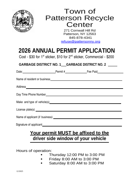 First page of the 2026 Annual Permit Application