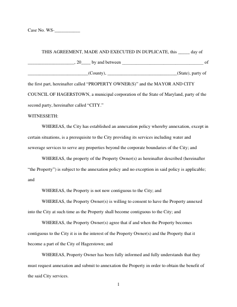 First page of the Pre-Annexation Agreement