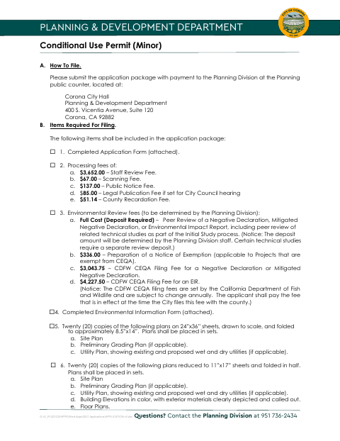 First page of the Conditional Use Permit (Minor)