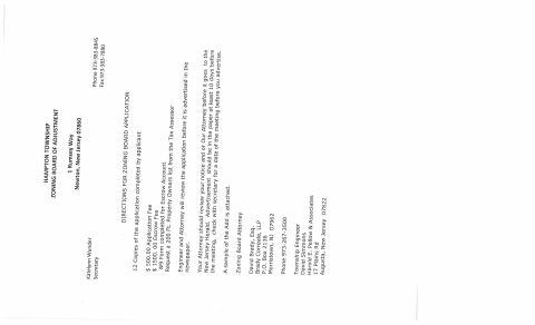 First page of the Zoning Board Application