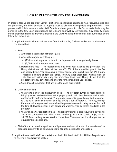 First page of the Petition for Annexation