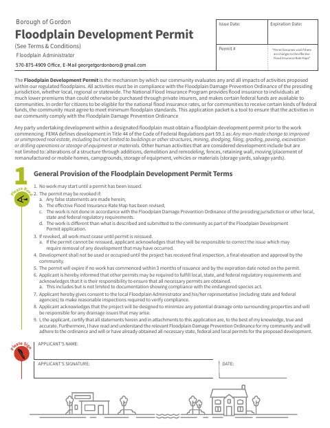First page of the Floodplain Development Permit
