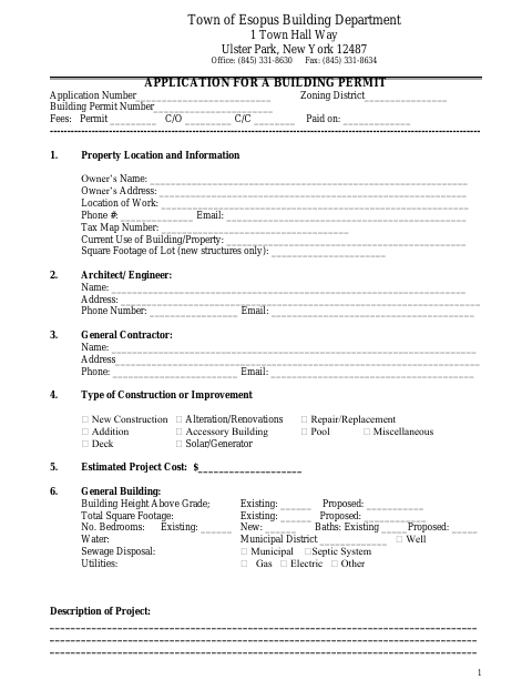 First page of the Application for a Building Permit