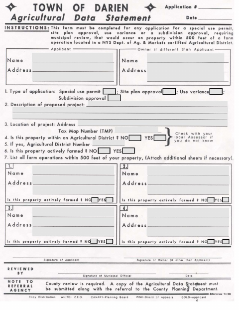 First page of the Agricultural Data Statement
