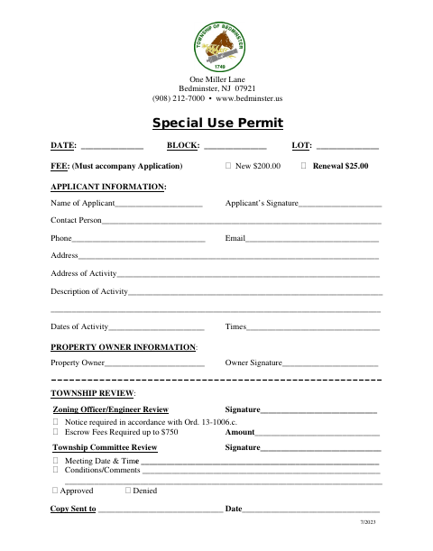 First page of the Special Use Permit