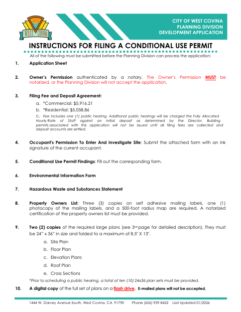 First page of the Conditional Use Permit Application