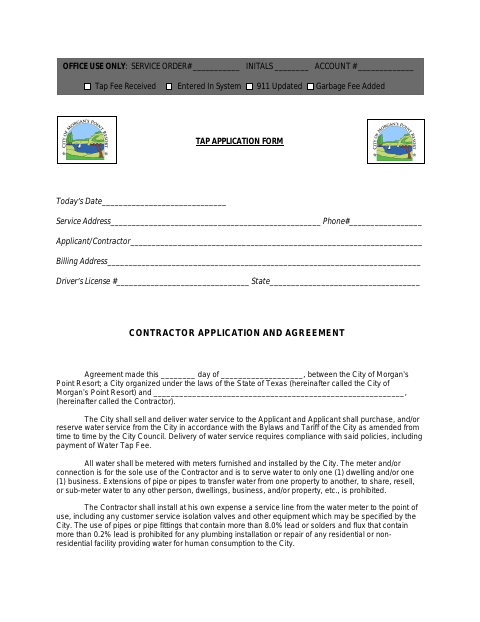 First page of the Tap Application Form