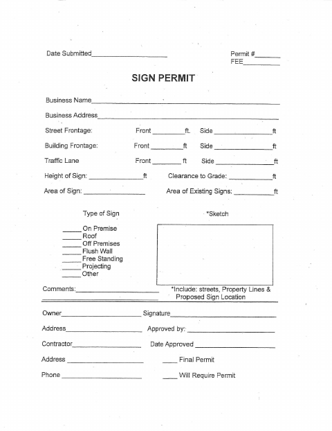 First page of the Sign Permit