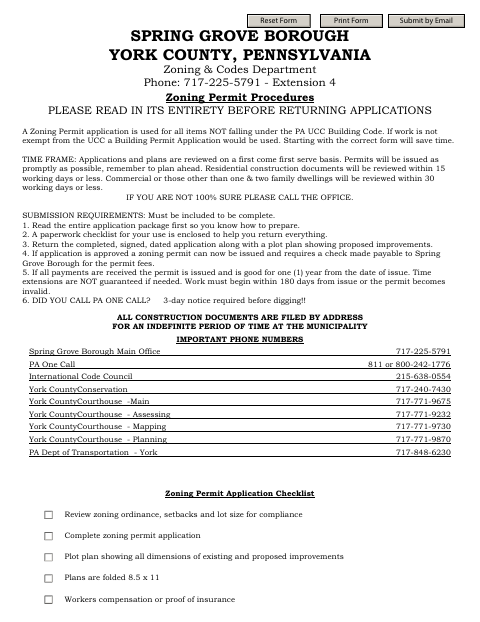 First page of the Zoning Permit Application