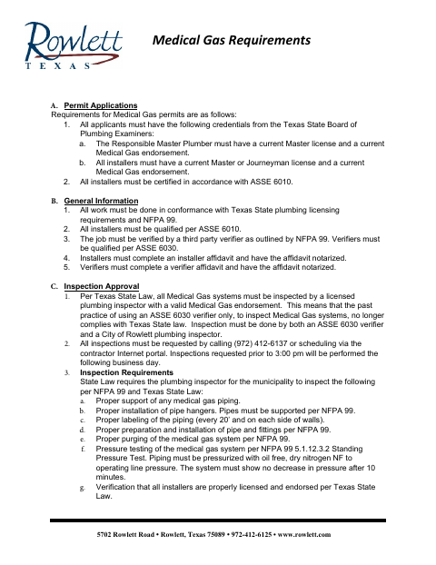 First page of the Medical Gas Installer and Verifier Affidavits