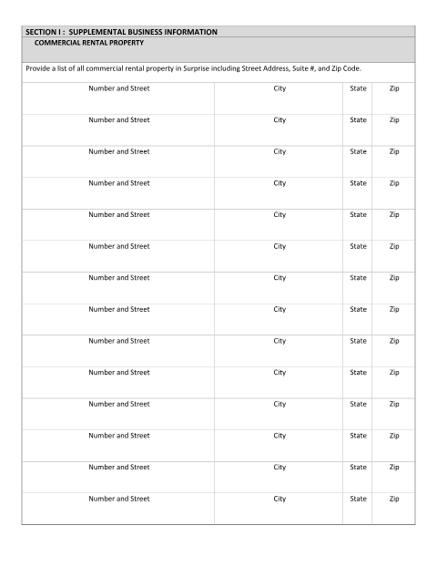 First page of the Commercial Rental Property
