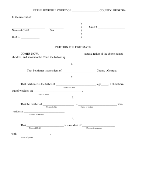 First page of the Petition To Legitimate