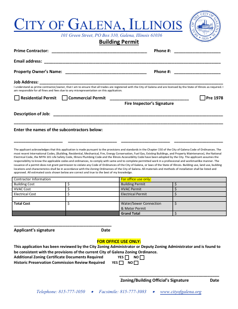 First page of the Building Permit