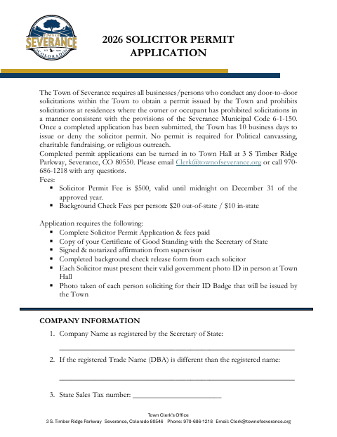 First page of the Solicitor Permit Application
