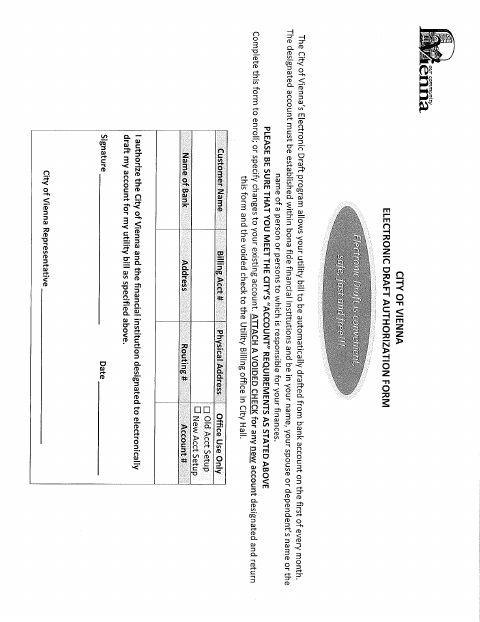 First page of the Electronic Draft Authorization Form
