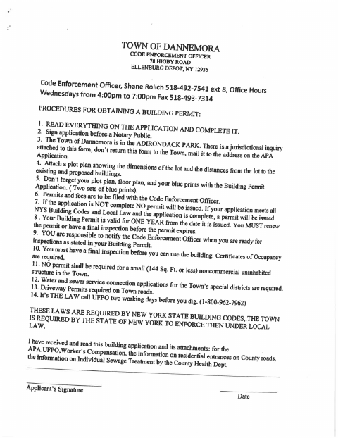 First page of the Application For A Building Permit