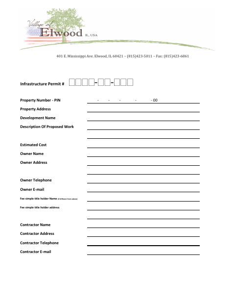 First page of the Infrastructure Permit Application