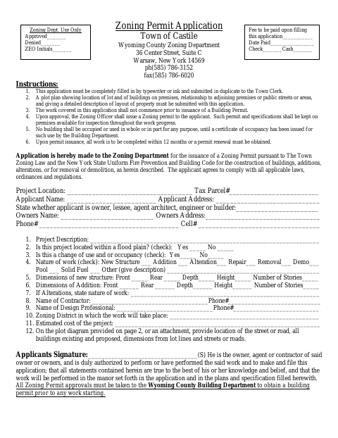 First page of the Zoning Permit Application